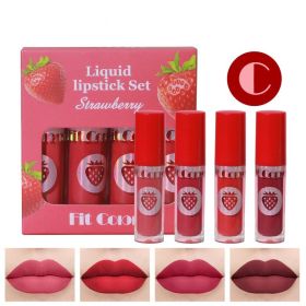 Velvet Matte No Stain On Cup 4 PCs Fruit Lip Gloss Sets (Option: C Strawberry-3ml 4pcs)