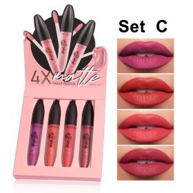 Four Times Matte Lip Gloss Suit Fog Surface Lasting (Option: Four Times Matte C)