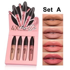 Four Times Matte Lip Gloss Suit Fog Surface Lasting (Option: Four Times Matte A)