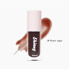 High Gloss Lip Gloss Nude Color Thick Color Water Light Mirror (Option: Brown Sugar Translucent 3-English Version)