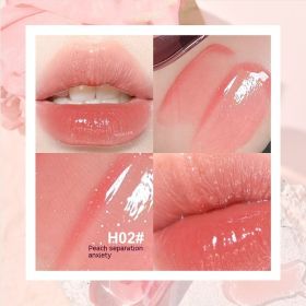 Mirror Light Ripple Lip Gloss Water Light Mirror Lipstick Glass Lacquer (Option: H02 Peach Anxiety)