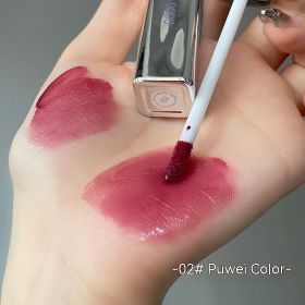 Flower Heart Scattering Small Silver Tube Mirror Lip Lacquer Moisturizing Moisturizing Water Light Red Lips Female (Option: Rose Color)
